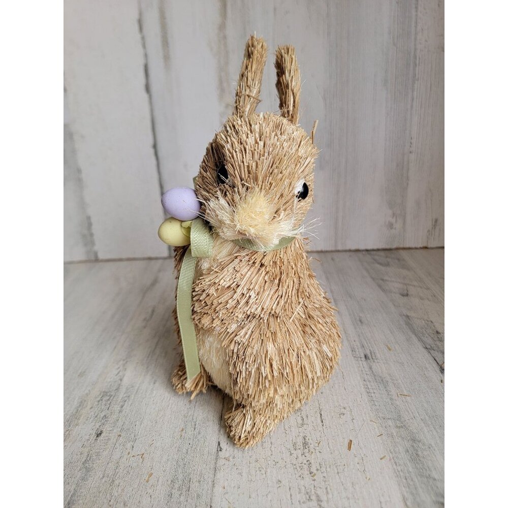 Pier 1 sisal bunny rabbit egg bow spring bristle home decor pastel